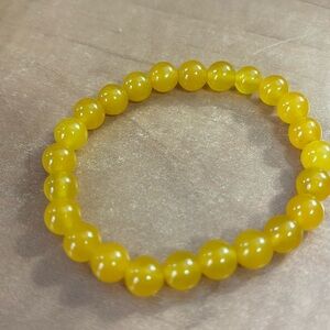 #011 Butter Yellow Jade Bracelet 8mm- Handmade